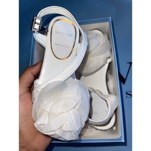 Lanvin Paris girls white flower sandals brand new